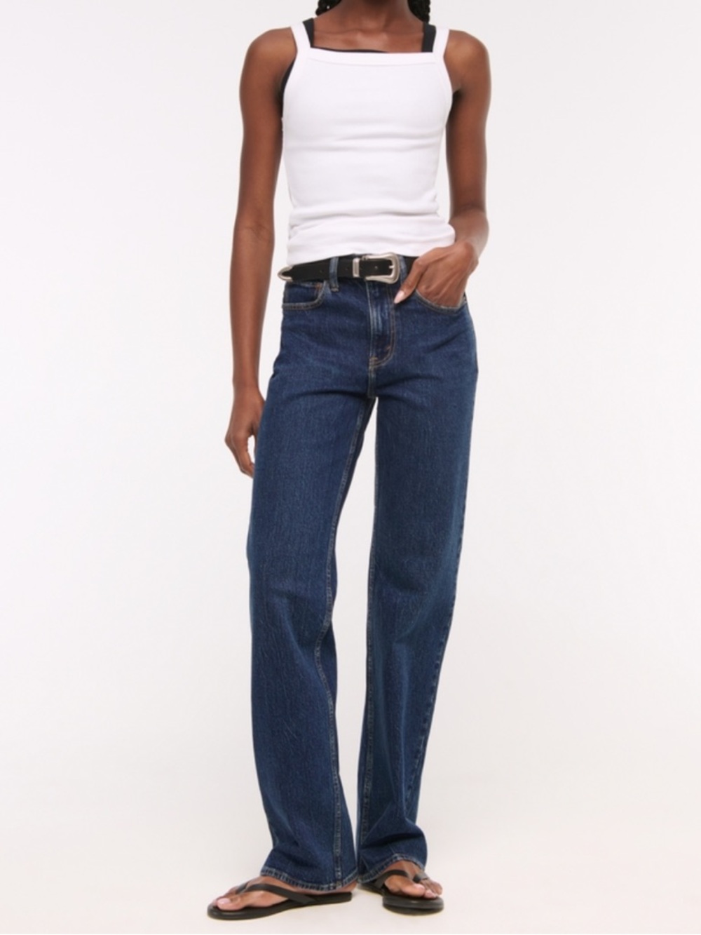 Abercrombie High Rise 90s Relaxed Jeans in Dark Blue